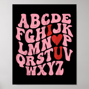 Alphabet I love You Valentines Dayハート先生K ポスター