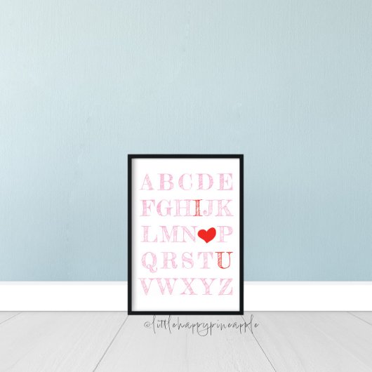 Alphabet I Love You Valentine's Day Sign ポスター