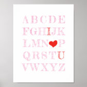 Alphabet I Love You Valentine's Day Sign ポスター (正面)