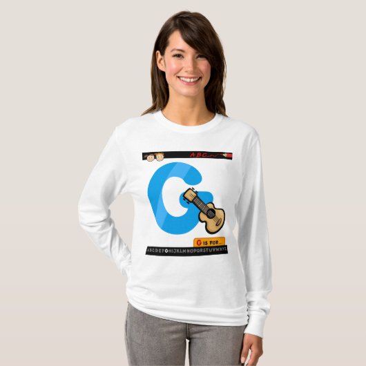Alphabet Letter G is for Guitar Tシャツ (正面フル)