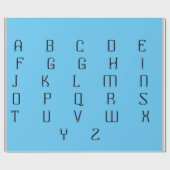 ALPHABET_LETTERS_ABC_PATTERN_LIGHT_BLUE_BLACK ラッピングペーパー (フラット)