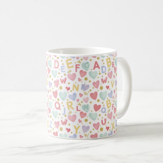 Alphabet Love Nursery Pattern コーヒーマグカップ (正面右)