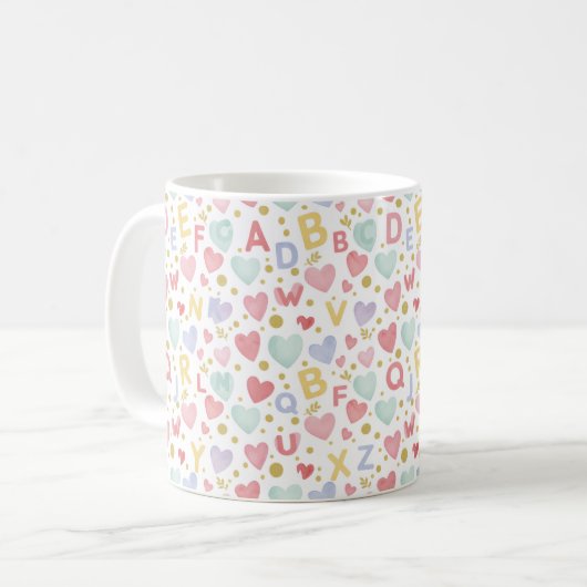 Alphabet Love Nursery Pattern コーヒーマグカップ (正面左)