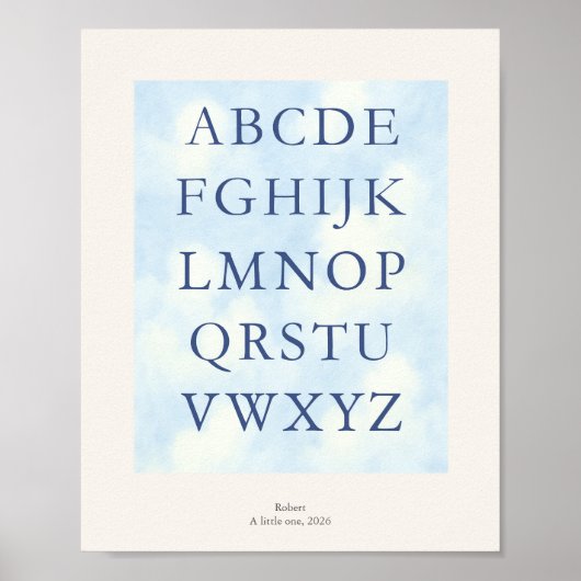 Alphabet – Navy Nursery ABC Wall Art (8x10) ポスター (正面)