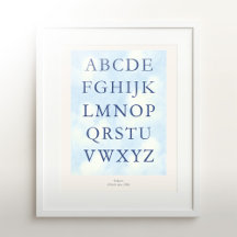 Alphabet – Navy Nursery ABC Wall Art (8x10)