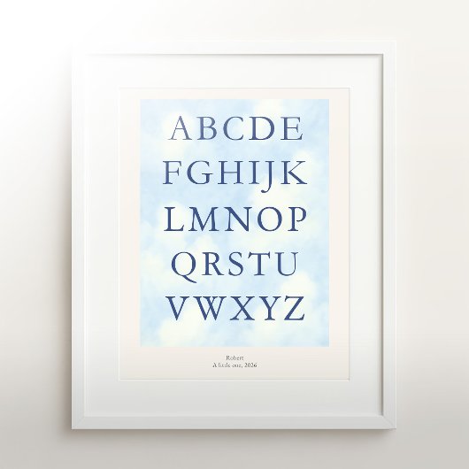 Alphabet – Navy Nursery ABC Wall Art (8x10) ポスター