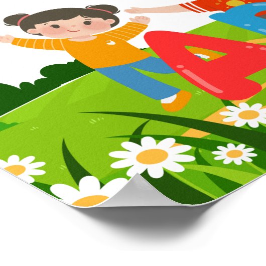 Alphabet & Numbers Educational ポスター (角)