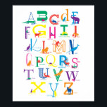 Alphabet Poster with Animal Silhouettes in Color ポスター<br><div class="desc">The perfect addition to any children's room - or any decor - this fun, bright primary color alphabet poster with animal silhouettes makes an excellent splash on any wall. Learning the ABC's is fun and the silhouettes are easily recognized by children. Cheerful and bright poster is wonderful to wake up...</div>