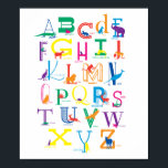 Alphabet Poster with Animal Silhouettes in Color ポスター<br><div class="desc">The perfect addition to any children's room - or any decor - this fun, bright primary color alphabet poster with animal silhouettes makes an excellent splash on any wall. Learning the ABC's is fun and the silhouettes are easily recognized by children. Cheerful and bright poster is wonderful to wake up...</div>