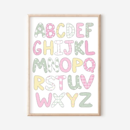 Alphabet Quilt Style Letters Art Print Poster ポスター