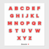 Alphabet Red Color Stickerシート – Flat Look シール (シート)