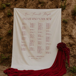 Alphabetical Burgundy Wedding Seating Chart Fabric タペストリー