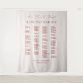 Alphabetical Burgundy Wedding Seating Chart Fabric タペストリー (正面)