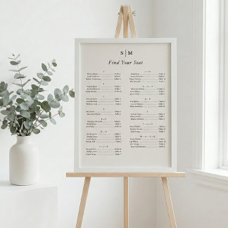 Alphabetical Classic Monogram Seating Chart ポスター