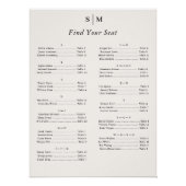 Alphabetical Classic Monogram Seating Chart ポスター (正面)
