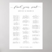 Alphabetical Elegant Wedding Seating Chart ポスター (正面)