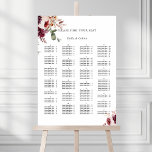 Alphabetical Order Autumn Wedding Seating Chart  ポスター<br><div class="desc">This wedding seating chart (poster)  features watercolor flower bouquets of dahlias,  garden roses,  and peony in burgundy red,  maroon,  blush pink over fall leaves. For more advanced customization of this design,  please click the BLUE DESIGN TOOL BUTTON. Matching items are also available.</div>