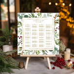 ALPHABETICAL ORDER Botanical Holiday Seating Chart ポスター<br><div class="desc">This square wedding seating chart features painted watercolor eucalyptus,  green leaves,  red berries,  pine branches with a faux gold square frame. For more advanced customization of this design,  please click the "Customize further" link. Matching items are also available.</div>