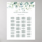 ALPHABETICAL Order Elegant Wedding Seating Chart ポスター (正面)