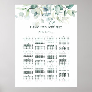 ALPHABETICAL Order Elegant Wedding Seating Chart ポスター