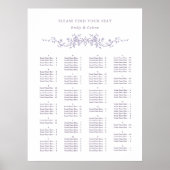 Alphabetical Order Lavender Wedding Seating Chart ポスター (正面)
