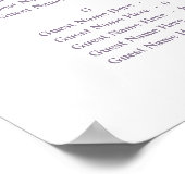 Alphabetical Order Lavender Wedding Seating Chart ポスター (角)