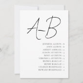 Alphabetical Seating Chart,Minimalist Wedding Card 招待状 (正面)