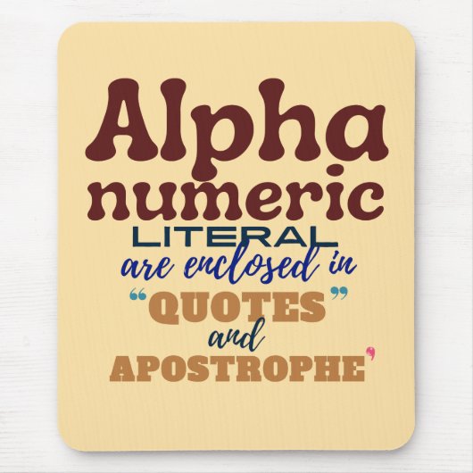 Alphanumeric Literal in Cobol Programming マウスパッド (正面)