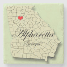 Alpharetta、ジョージアのハート、地図、コースター