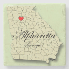 Alpharetta、ジョージアのハート、地図、コースター ストーンコースター