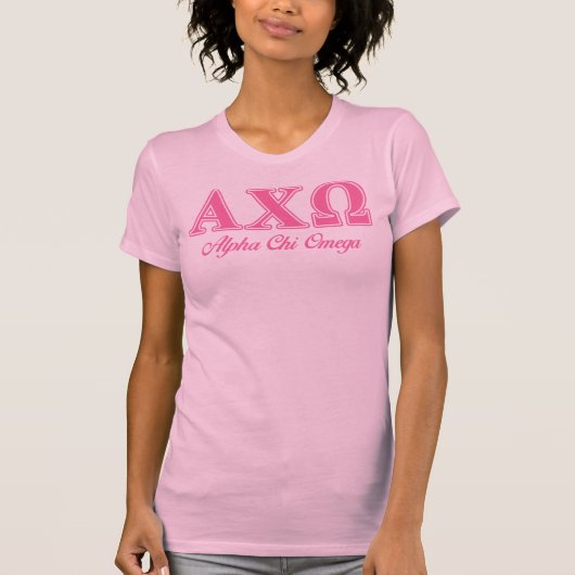 Alphiのキーのオメガのピンクの手紙 Tシャツ (正面)