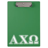 Alphiのキーオメガの白いおよび緑の手紙 クリップボード (正面)