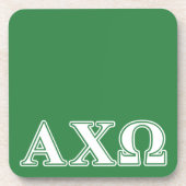 Alphiのキーオメガの白いおよび緑の手紙 コースター (正面)