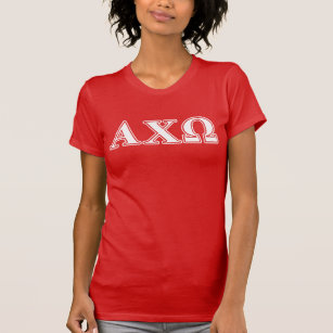 Alphiのキーオメガの白くおよび赤い手紙 Tシャツ