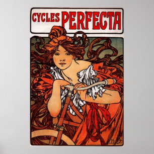 Alphons Mucha Cycles Perfecta ポスター