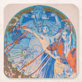 Alphonseミュシャポスターfor Sokolフェスティバル(1926) スクエアペーパーコースター