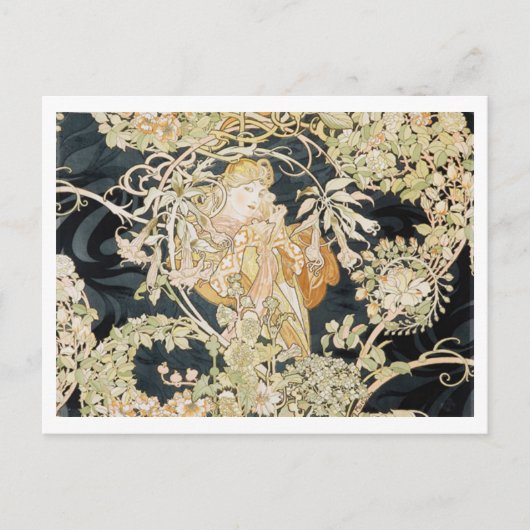 Alphonseミュシャ「Lady With aデイジー」のはがき ポストカード (正面)