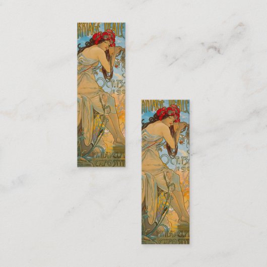 Alphonse社のキャリッジディーラーミュシャ(1902)ブックマーク スキニー名刺 (正面/裏面)