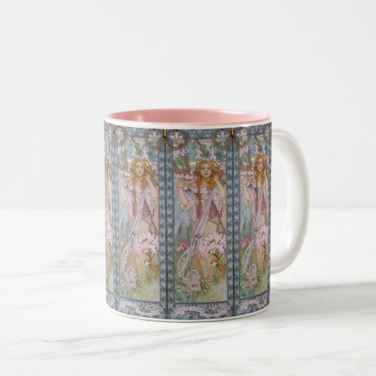 Alphonse Maria Mucha – Jugendstil Art nouveau ツートーンマグカップ (正面右)