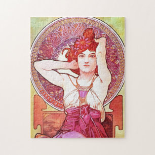 Alphonse Mucha Amethyst Floral Vintage Art Nouveau ジグソーパズル