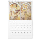Alphonse Mucha Art Nouveau Vintage Calendar カレンダー (2月 2027)