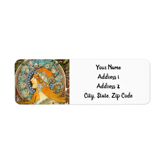 Alphonse Mucha Art Nouveau Zodiac ラベル (正面)