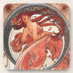 Alphonse Mucha Dance 1898 Art Nouveau Vintage コースター<br><div class="desc">This work like many of his others was inspired by the beauty of nature. The circular backdrop features a shell pattern forming an arch above the lone woman. Autumn colors browns, yellows and orange and falling leaves blow in the wind drawing your eyes to the lovely woman. She seductively glances...</div>