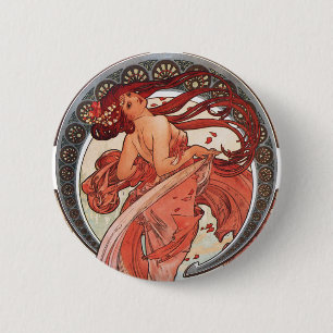Alphonse Mucha Dance 1898 Art Nouveau Vintage 缶バッジ