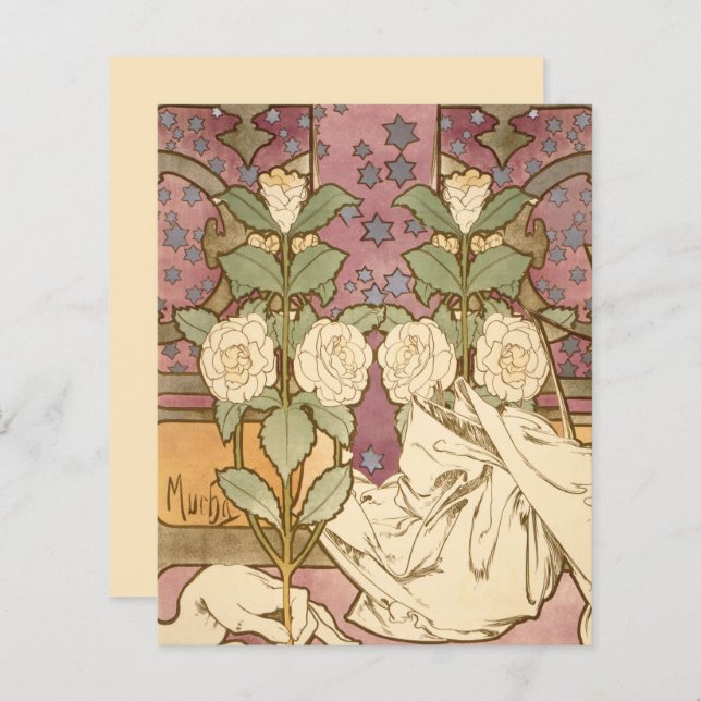 Alphonse Mucha Elegant Art Nouveau Stars Camellia  (正面/裏面)