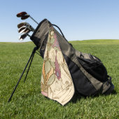 Alphonse Mucha Elegant Art Nouveau Stars Camellia  ゴルフタオル (グリーン)