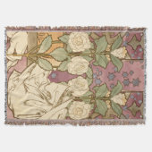 Alphonse Mucha Elegant Art Nouveau Stars Camellia  スローブランケット (正面)