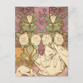 Alphonse Mucha Elegant Art Nouveau Stars Camellia ポストカード (正面)