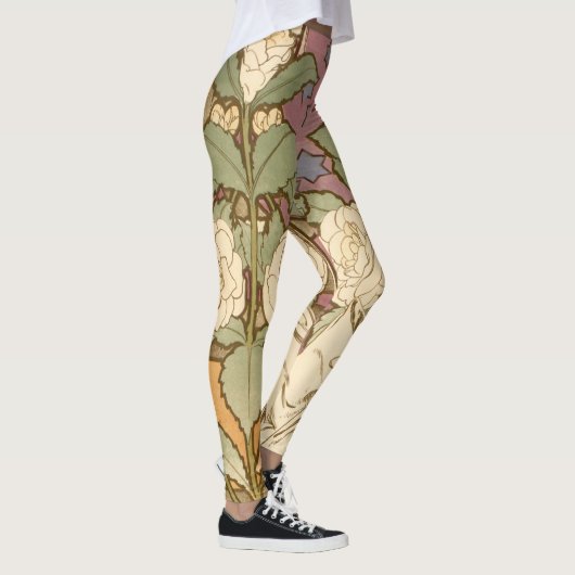 Alphonse Mucha Elegant Art Nouveau Stars Camellia  レギンス (右)