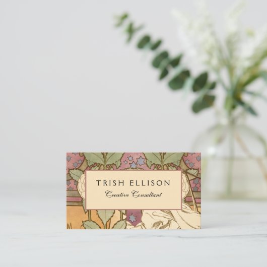 Alphonse Mucha Elegant Art Nouveau Stars Camellia 名刺 (スタンド正面)